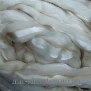 Шерсть для валяния  Polwarth белая натуральная с волокном Tencel и с волокном морских водорослей(Seacell) 