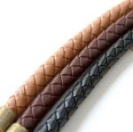 Кожаные ручки плетёные, 35см коричневая